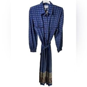 Schrader Vintage Block Shoulder A-Line Pleated Maxi Dress Size 14 Deadstock